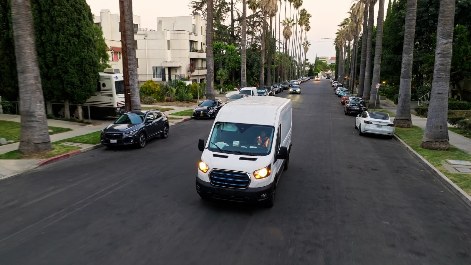 Commercial vehicle on street